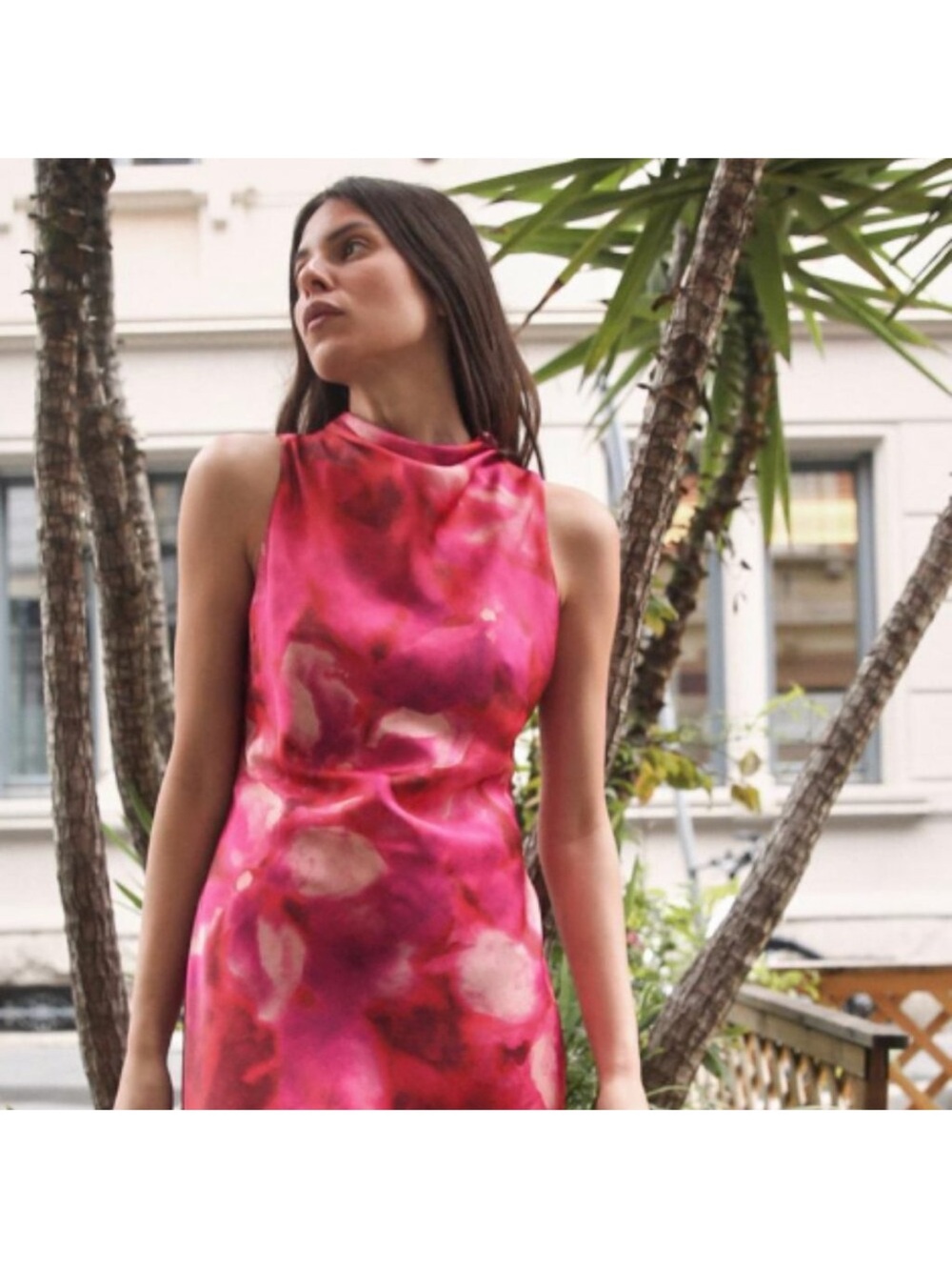 Zara Pink Magenta Tie-Dye Midi Dress